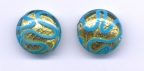 Turquoise and Gold 16mm Lentil
